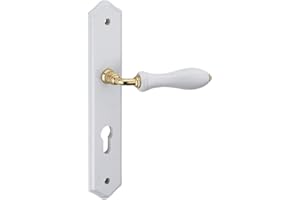 THIRARD - Ensemble de Poignées pour Porte d'Entrée Themis - Bois Blanc - Pratique et Esthétique - Trou de Cylindre - Entr'Axes 195 mm - Carré 7 mm - Blanc