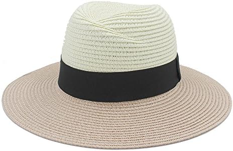 DaYiYang Panama Hat Queen Fedora Hat Beach Cap With Bowknot Fashion Summer Elegant Big Wide Brim (Color : Pink, Size : 56-58cm)
