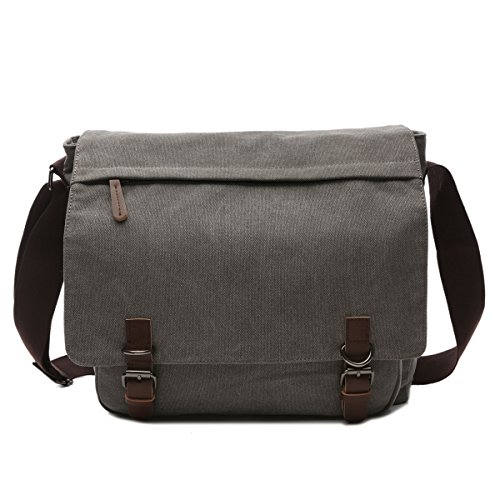 BAOSHA MS-08 Canvas Umh  ngetasche Schultertasche 15 Zoll Computer Laptop Tasche Crossbody Messenger Bag f  r Arbeit Uni Reise Sport  Grau 