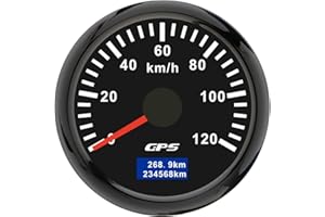PIOUSUNT 52mm Geschwindigkeitsmesser Boot GPS Tacho Kilometerzähler 0-120Km/H Wasserdichter IP67 7-Farben Tachometer Messgerät für Auto Boot Yacht 12V/24V …