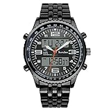 alarm apple watch vibrate Gratis-Geschenk-Box SunJas Armbanduhr Sportuhren 30 Meter wasserdicht Militär zwei Zeitzonen mit Kalenderfunktion zifferblatt Uhr Digital Led Alarm Kalender Uhren Watches für Herren Männer Damen Frauen Jungen universal Multifunktions Analog Clock