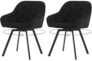 ‎OFCASA OFCASA Esszimmerstühle 2er Set Drehsessel Samt Gepolstert Küche Lounge Stühle mit Armlehnen Drehbeine Wannenstühle für Zuhause Küche Freizeit Schwarz