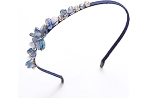 IYOU Retrò Strass Fascia per Capelli Bande Cristallo per Capelli Blu Navy Accessori per Capelli Party Compleanno per Donne