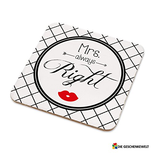 Sheepworld, Gruss & Co – 44628 – Untersetzer Nr. C6, Mrs. always Right, Kork, 9,5cm x 9,5cm - 2