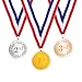 Produktbild Juvale 3-teilig Award Medaillen Set – Olympischen Stil 1, 2, 3. Platz Kristall Medaillen für Sport, Wettbewerbe, Buchstabieren Bienen, Gold, Silber, Bronze, 6,9 cm in Durchmesser mit 79 cm Hals Band