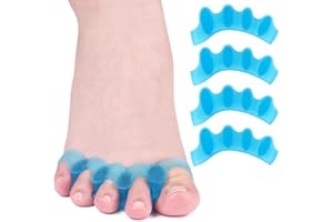 Hilph 2 pares de separadores de dedos de gel suave para juanetes, alivio de la fascitis plantar, dedos en martillo, 2 pares, color azul