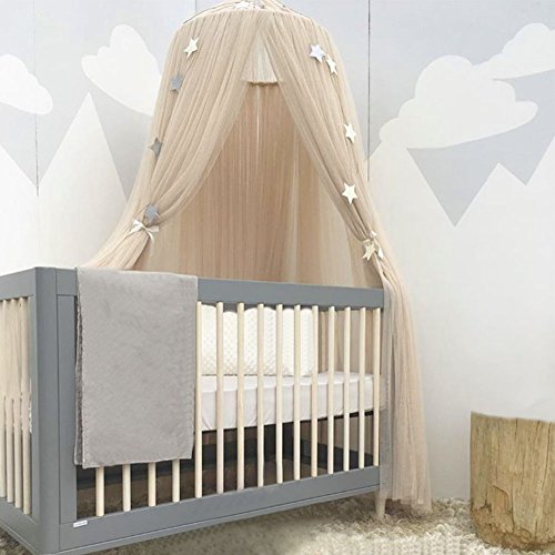 Preisvergleich Produktbild Pueri Baby Betthimmel Deko Baldachin Mückennetz Moskitonetz für Baby Kinder (Khaki)