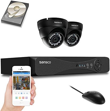 [1920x 1080P] SANSCO Full 4 Channel 1080p HD Security DVR CCTV System w/ 2x 2.0MP Dome Cameras System 1TB HDD (Vandal Proof Cam Body, Night Vision, QR Code Scan Access, Email Alters Push Notification)
