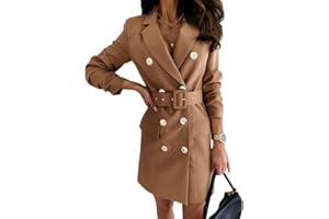 ORANDESIGNE Donna Autunno Inverno Blazer Vestito Sexy Scollo V Maniche Lunghe Pulsanti Cappotto Giacche Ufficio Affari OL Festa Cocktail Sera Mini Abito