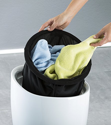 Wenko Hocker Candy White, Weißer Badhocker aus Kunststoff mit abnehmbarem Wäschesack aus 100 % Polyester, Ø: 36cm x H: 50,5cm - 4