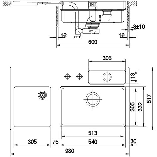 Naber, waterstation® cubic 980. Einbauspüle, Edelstahl, Becken re. - 2