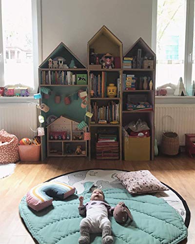 KINGEE-T Estera De Juego para BebÉS/Colchoneta para Dormir/Gatear, Juguetes De Peluche De Dibujos Animados, CojÍN De AlgodÓN PP, Seguro, Suave Y CÓModo Ø110CM,Green
