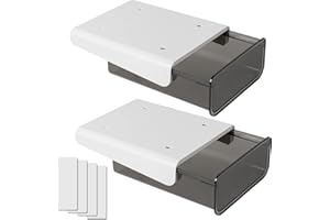 JIZIYRUO 2 Stücke Selbstklebende Schublade, Schublade Stiftebox, Schublade unter Schreibtisch Versteckte Schublade unter Dem Schreibtisch Stick On Desk Drawer für Büro Tisch Schminktisch Zuhause Büro (Schwarz)