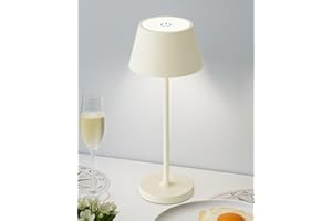 CHENFEC Lampada da Tavolo Senza Fili Tutto in Metallo, 5000 mAh, Lampada Led da Tavolo 3 Temperature di Colore, Luminosità Regolabile, Lampada da Tavolo Ricaricabile, Lampada Touch Esterno Interno