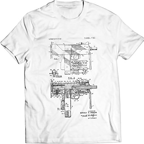 NasShop Uzi T-Shirt Open-Bolt, Blowback Operated Submachine Guns Gift Idea (XXL, White)
