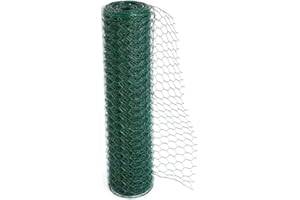 Floralcraft 60cm x 10m PVC Coated Chicken Wire Mesh Roll, 50mm Holes Galvanized Hexagonal Chicken Wire Netting, Rabbit Animal Fence Barrier for DYI Craft Projects, Home Décor and Gardening
