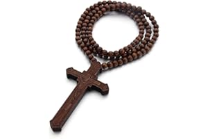 WUSJCOF Rosario di San Benedetto in legno, rosario cattolico, fatto a mano da Gerusalemme