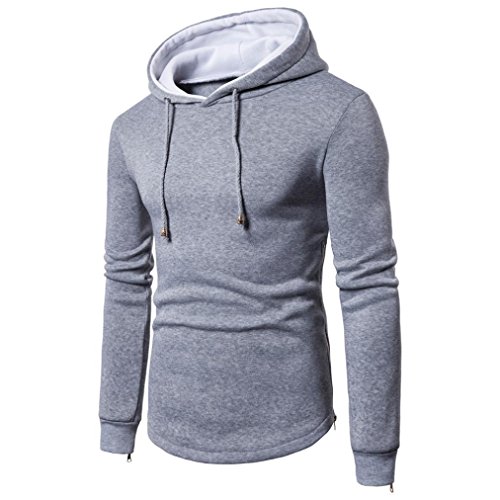 Preisvergleich Produktbild Herren Kapuzenpullover Btruely Warme Dicken Mantel Männer Mit Kapuze Winterpullover Winter Langarm Sweatshirt Herren Sweatjacke Gedruckt Bluse (L, Grau)