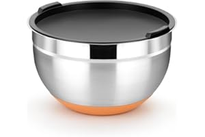 BRA Efficient | Bol en Acier Inoxydable 24 cm, 5,4 Litres, Base en Silicone, Couvercle Inclus