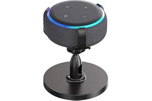 SoulQ Table Holder for Echo Dot 3rd Generation, 360°Adjustable Stand Bracket Mount for Smart Home Speaker, Ideal Sound Visibility & Appearance, Clever Dot Accessories (Black)