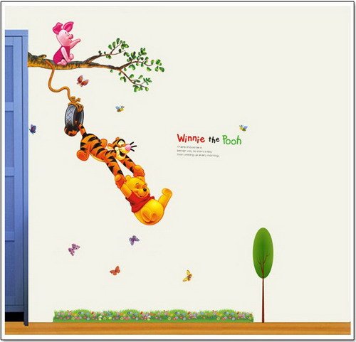 Wandsticker Cartoon Winnie the Pooh / Tigger Schwein auf dem Baum Wandaufkleber Wandtatoo für Kindergarten Baby - 3