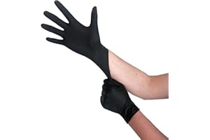 ARNOWA Einweghandschuhe Schwarz Latex, Einmalhandschuhe L, 100 Stück, puderfrei, Handschuhe Einweg, Latexhandschuhe Schwarz, in Größe S, M, L & XL verfügbar