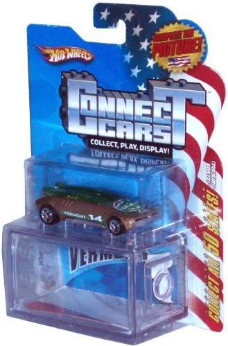 Hot Wheels 2008 Connect Cars Series 1:64 Scale Die Cast Car with Display Case #14 of 50 - Vermont Gold Color Futuristic Car Whip Creamer II