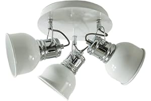 ‎DAPO Dapo Jella Ceiling and Wall Light 33 Inch Nostalgic Metal Spotlight Wall Light Wall Ceiling Lighting Spotlight Ceiling Beam Round 3 Bulbs White 33 x 35 x 16 cm for Living Room
