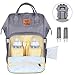 Produktbild Baby Wickelrucksack Wickeltasche mit 2 Kinderwagen-haken Multifunktions Wasserdicht Oxford Grosse Kapazität Kein Formaldehyd Tragbar Reise Babytasche Handtasche für Kinderwage (Grau)