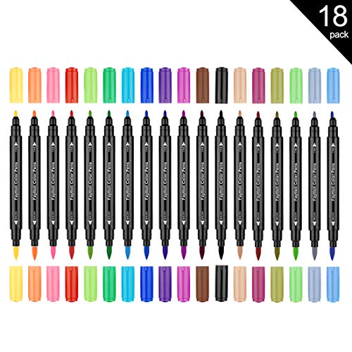 Fayttoli 18 colores rotuladores para colorear - rotuladores de doble punta - para adultos libro para colorear, dibujo, caligrafía, manga