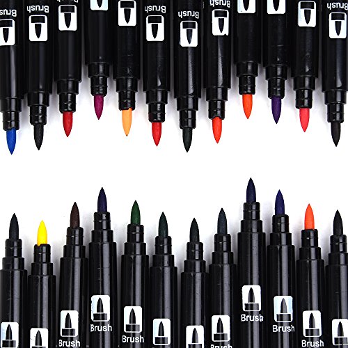 24 Farben Marker Dual Spitze Pinsel Stift mit Fineliner 0,4 mm Kunst Skizze für Schreiben wanshui - 6