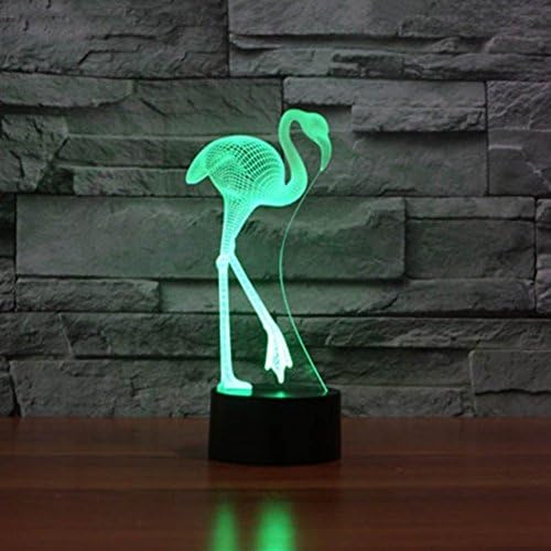 RXHK 3D Flamingo Night Light Touch Table Desk Lamps 7 Color Changing Illusion Lights with Acrylic Flat ABS Base USB Charger for Gift
