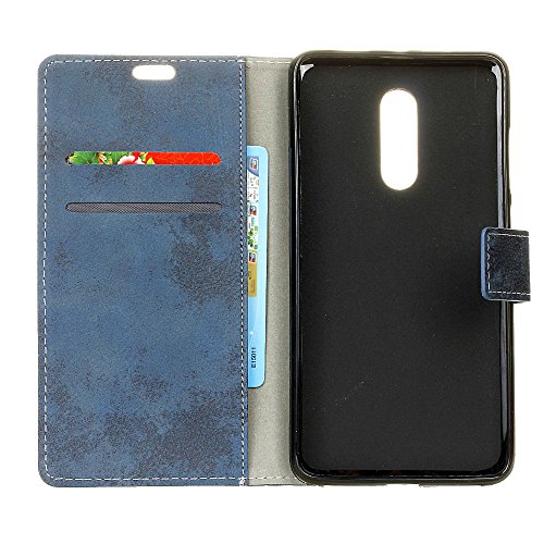 Funda Para Alcatel A7  Sunrive Funda Protecci  n Carcasa Cuero Resistente Cierre Magn  tico carcasa en folio  soporte plegable ranuras para tarjetas  retro azul    1 x L  piz   ptico