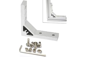 Iverntech 4 soportes de esquina para perfiles de extrusión de aluminio 2020, con 16 tuercas M5 en T, 16 tornillos M5 y 1 llave inglesa