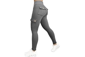 Nuofengkudu Damskie legginsy sportowe do biegania z wysokim stanem z kieszeniami rozciągliwe spodnie do biegania siłownia fitness joga spodnie na co dzień