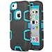 Price comparison product image ULAK iPhone 5c Case 3in1 Shockproof Hybrid High Impact Hard PC and White Silicone Protective Case Cover for Apple iPhone 5c (Black + Blue)