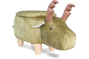 Il Gruppone Passione Casa Pouf Contenitore a Forma di animale, Pouf Poggiapiedi imbottito con Gambe in Legno e Rivestimento .Sgabello per Bambini e Adulti per Camera Cameretta Salotto - Cerbiatto