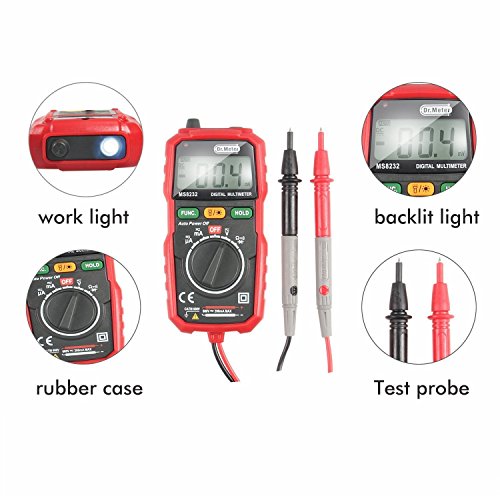 Pocket Digital Multimeter, Dr.Meter MS8232 Mini Auto Reichweite Multi Tester, AC / DC Spannung, Strom, Widerstand Tester mit Hintergrundbeleuchtung LCD - 6
