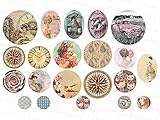 Ein von uns zusammengestellter Motivbogen zum Cabochonschmuck Gestalten mit geometrischen Motiven für Cabochons verschiedener Größen, hochauflösend auf glänzendem Fotopapier