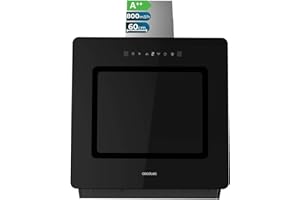 Cecotec Campana Extractora Decorativa 60 cm Bolero Flux DT 608002 Glass Black A++, 210W, Iluminación LED, Succión 800m3/h, Control Táctil, 3 Niveles, Filtro Carbono, Hand Movement, Delay Function