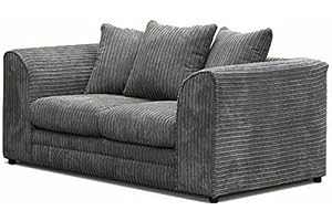 HHI Grey Jumbo Cord Fabric Corner Sofa Settee -garden sofa sets - outdoor sofa set - 2 seater sofas with cushions (2 Seater Sofa)