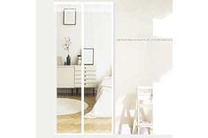 Puerta de mosquitera magnética, Loboo Idea Cortina de mosquitera magnética, 100x220cm Puerta de mosquitera blanca con imanes Cortina de malla resistente, para la puerta principal de apartamentos y más