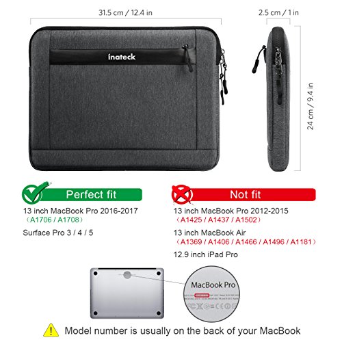 Inateck 13    Laptoptasche Nylon mit Fronttaschen f  r 2016 2017 MacBook Pro  Surface Pro 2017 Surface Pro 3 4  Ultrabooks  Tablets und Laptops spritz