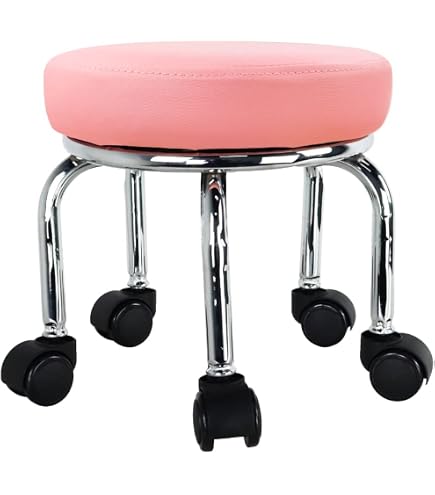 Tabouret Roulant WKWKER - Siège Bas Rotatif PU Cuir - 32.5cm - Roulettes Universelles - Noir