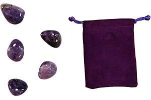 PANDIUI23 Piedra Natural Amatista- 5 Cristales Pulidos con Propiedades Energéticas, Piedra amatista (Amatista, 5 PCS)