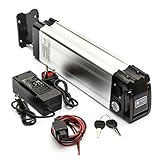 48V 10Ah Electric Bicycle Bike Lockable Silver Fish Chinese Cell Lithium-ion Portable Battery Kit + Quick Charger