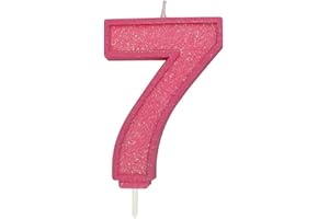 CULPITT Sparkle Number Candles for Cake & Cupcakes, Single Numbers from 0-9, Say Happy Birthday with These Candle Sparklers, Celebrate Birthdays & Anniversaries with Flair - Pink 7