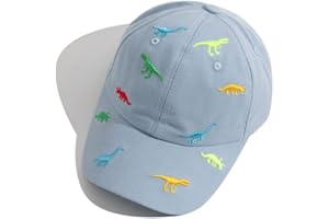 iNszkoos Berretto da Baseball per 2-6 Anni Bambini, Regolabili Cappelli da Sole con Protezione UV per Ragazzo Ragazza Neonato Unisex Cappello Estivo con Ricamo di Dinosauro