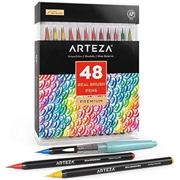 Feutres Pinceaux Arteza 48 Couleurs Feutres Aquarellables Dessin Peinture Aquarelle Calligraphie Feutres Coloriage Adultes Enfants