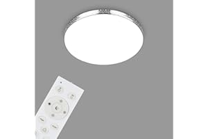 BRILONER - Lámpara LED de techo efecto brillo, lámpara de baño RGB, lámpara de baño LED IP44, temperatura de color regulable, cromo, 355x65 mm (DxH)